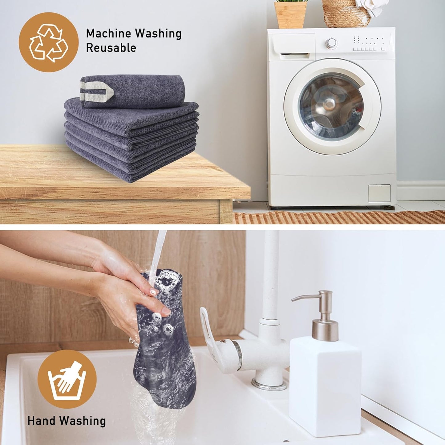 Makeup Remover Cloth, 12 x 12 Inch Microfiber Makeup Remover Towels Erase Makeup with Just Water, Reusable Grey Microfiber Face Towels Washcloths