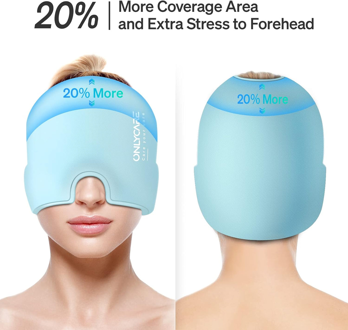ONLYCARE Migraine Relief Cap, Upgraded Odorless Migraine Ice Head Wrap, Headache Relief Hat for Migraine, Blue