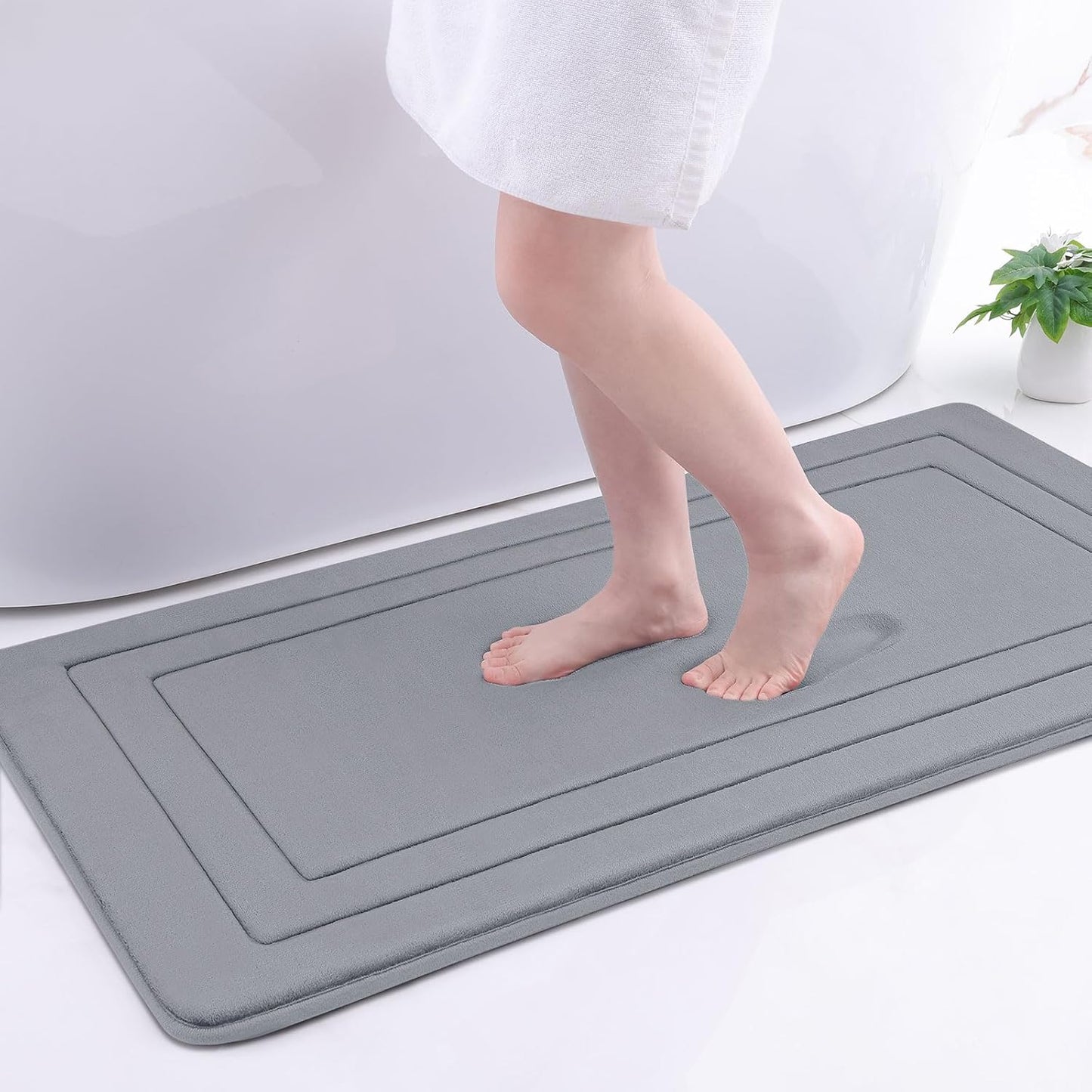 Arotive Memory Foam Bathroom Rug Mat 44x24, Ultra Soft and Absorbent Bath Mat, Machine Wash Dry, Comfortable Bath Rug Carpet for Bathroom Floor, Tub and Shower, Medium Grey