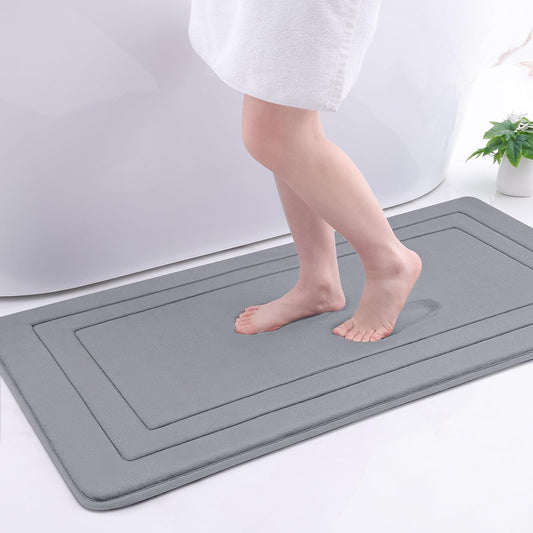Arotive Memory Foam Bathroom Rug Mat 44x24, Ultra Soft and Absorbent Bath Mat, Machine Wash Dry, Comfortable Bath Rug Carpet for Bathroom Floor, Tub and Shower, Medium Grey