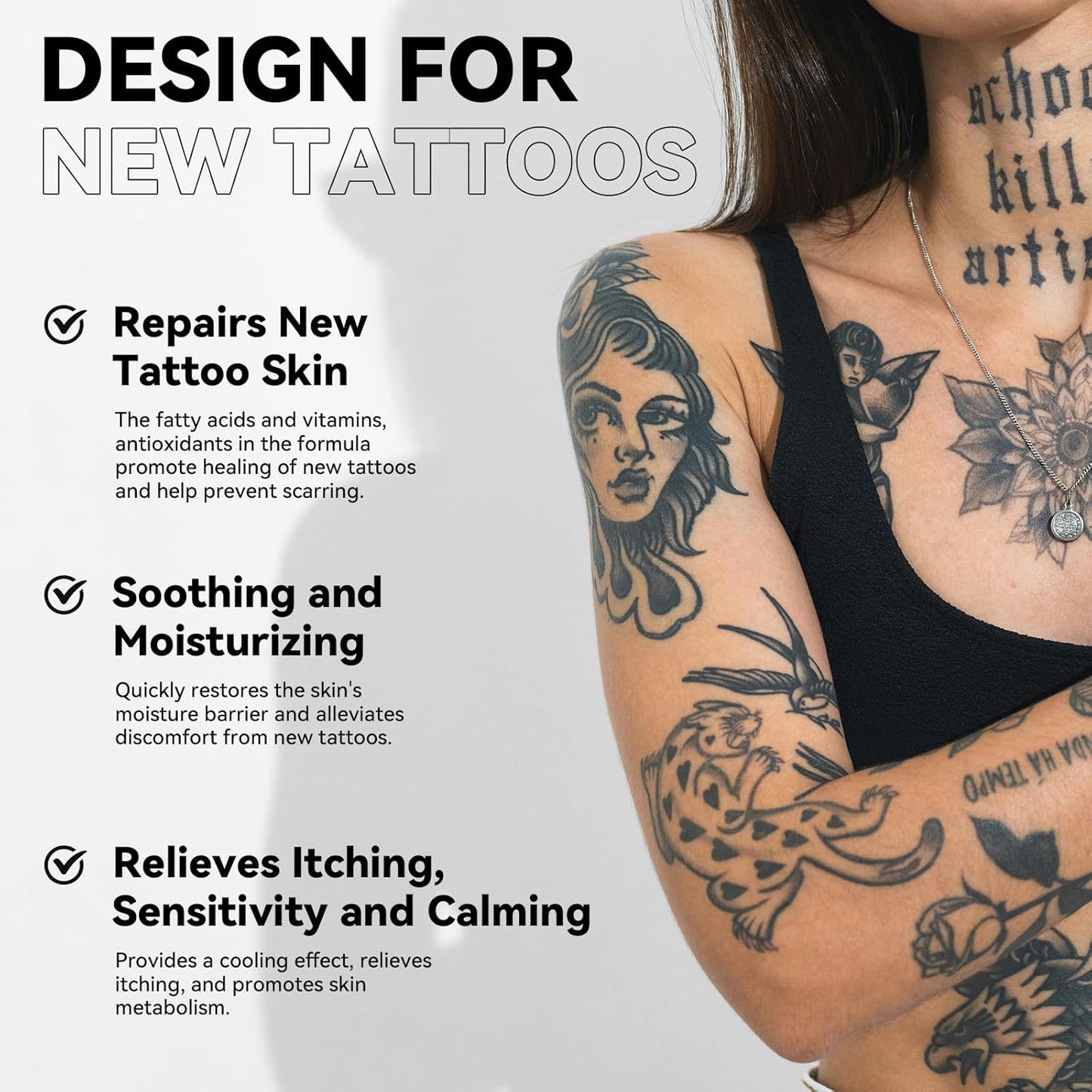 Tattoo Aftercare Serum & Moisturizer For Fresh Tattoo Care, Repair + Enhance New Tattoo Skin, Tattoo Lotion Tattoo Supplies with Naturally Derived Ingredients, Petroleum Free - 1.69 Fl oz