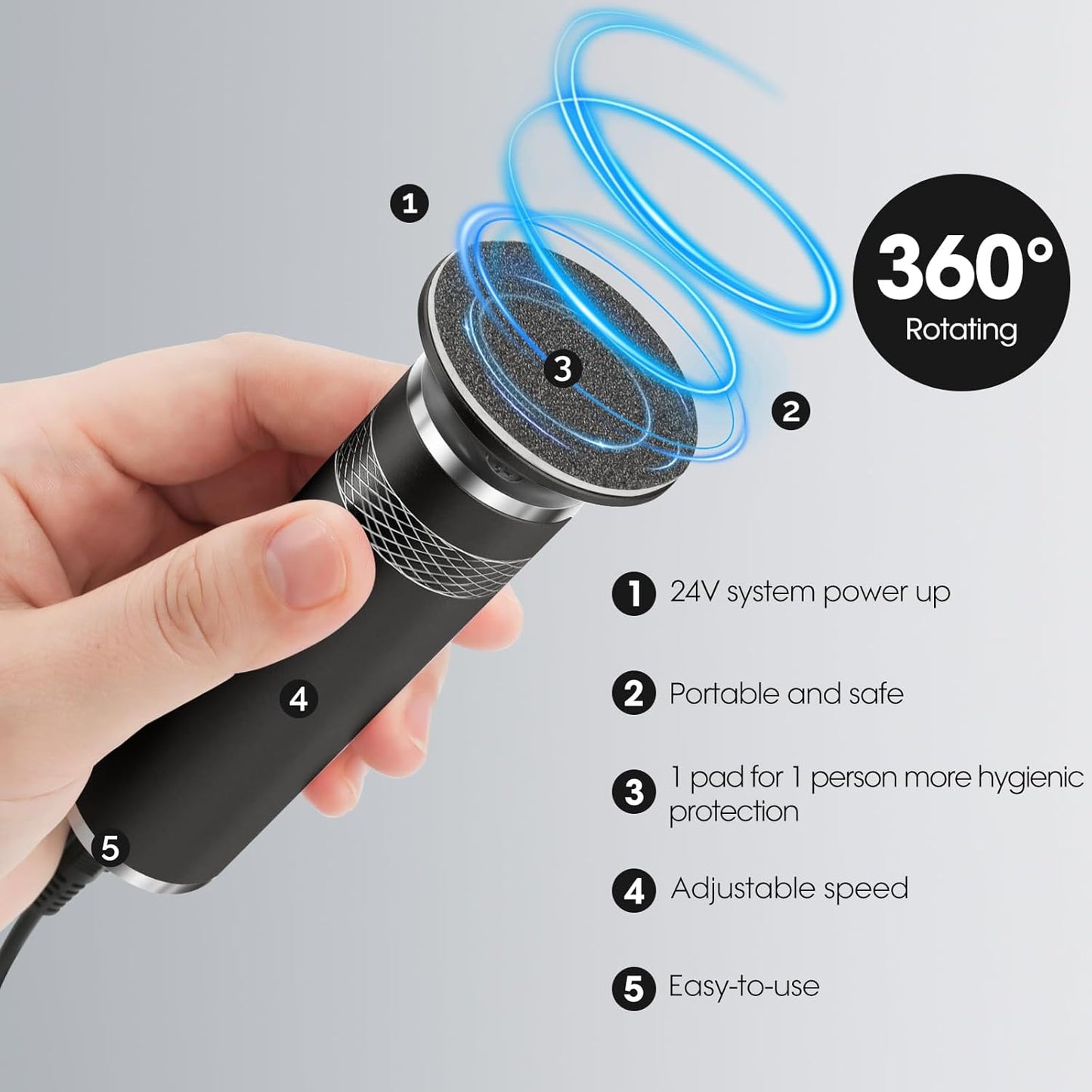 Upgraded Electric Foot Callus Remover, Adjustable Speed Feet File, Pedicure Tools with 60 Sandpaper Discs for Man Women Dead Skin, Hard Cracked Skin, Dry Skin, Ideal Gift - Black