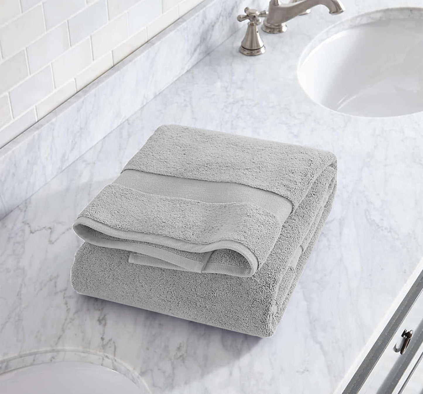 Delara 100% Organic Cotton Towels 650 GSM Plush Feather Touch Quick Dry Towel, 6-Piece Towel Set GOTS Certified, Oeko-Tex Green Certified, 1 Bath Towel, 1 Bath Sheet, 2 Hand Towels & 2 Wash Cloths