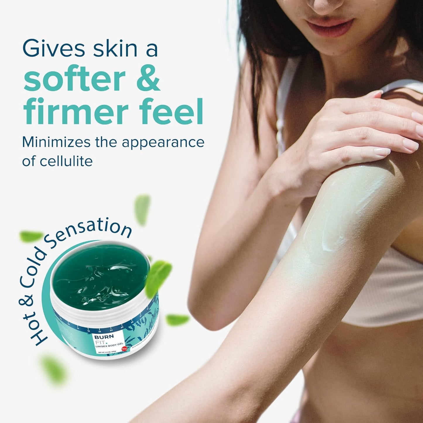 Body Gel – Anti Cellulite Cream by Burn Fit for Belly & Body, Belly Firming and Tightening Cream, Non-Sticky Cold & Hot Cream for Cellulite, Skin Firming Body Lotion for Smoother Skin - 8.5 Oz.