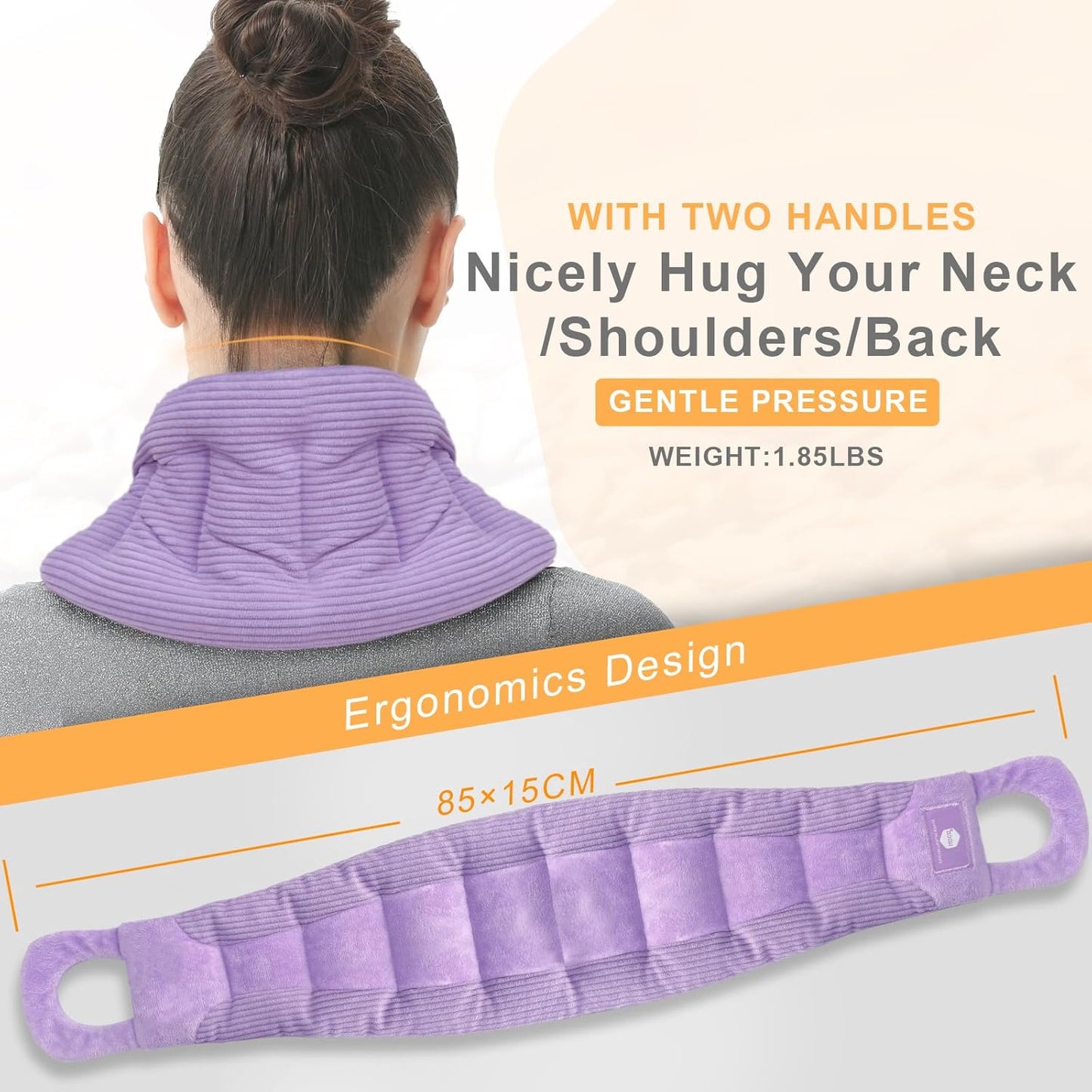 UNCN Long Heating pad for Neck and Shoulders Back 33 * 5.9" microwavable Large Moist Heat Pack Warm hot Compress Neck wrap Weighted Bag Massage Reusable Herbal Nature Calming Portable