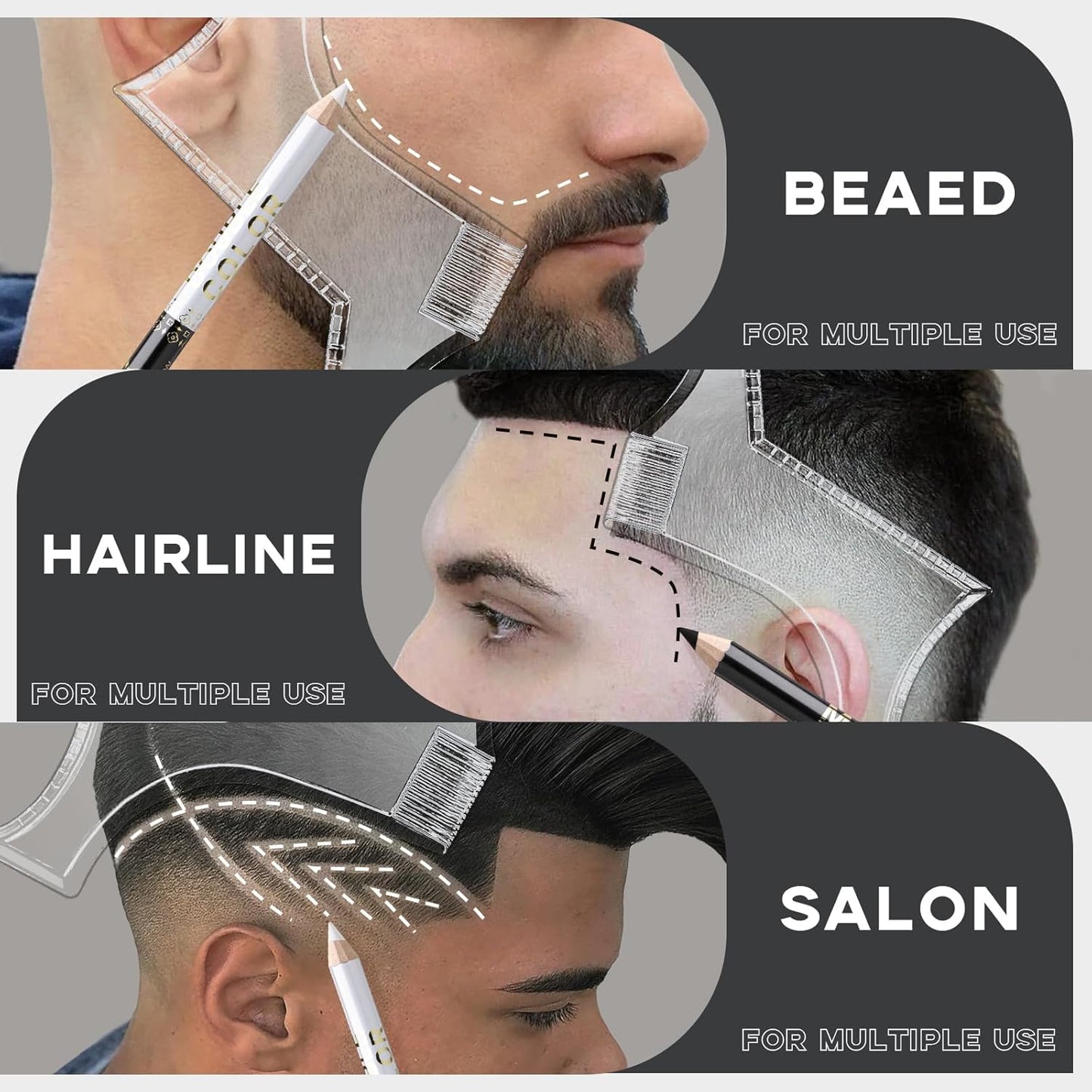 Barber Pencil for Lineup Magic Hairline Enhancement Beard Guide Shaping Pencils for Design Razor Trace Black White Barber Chalk Pencils Set with Sharpener Ruler Brush for Men