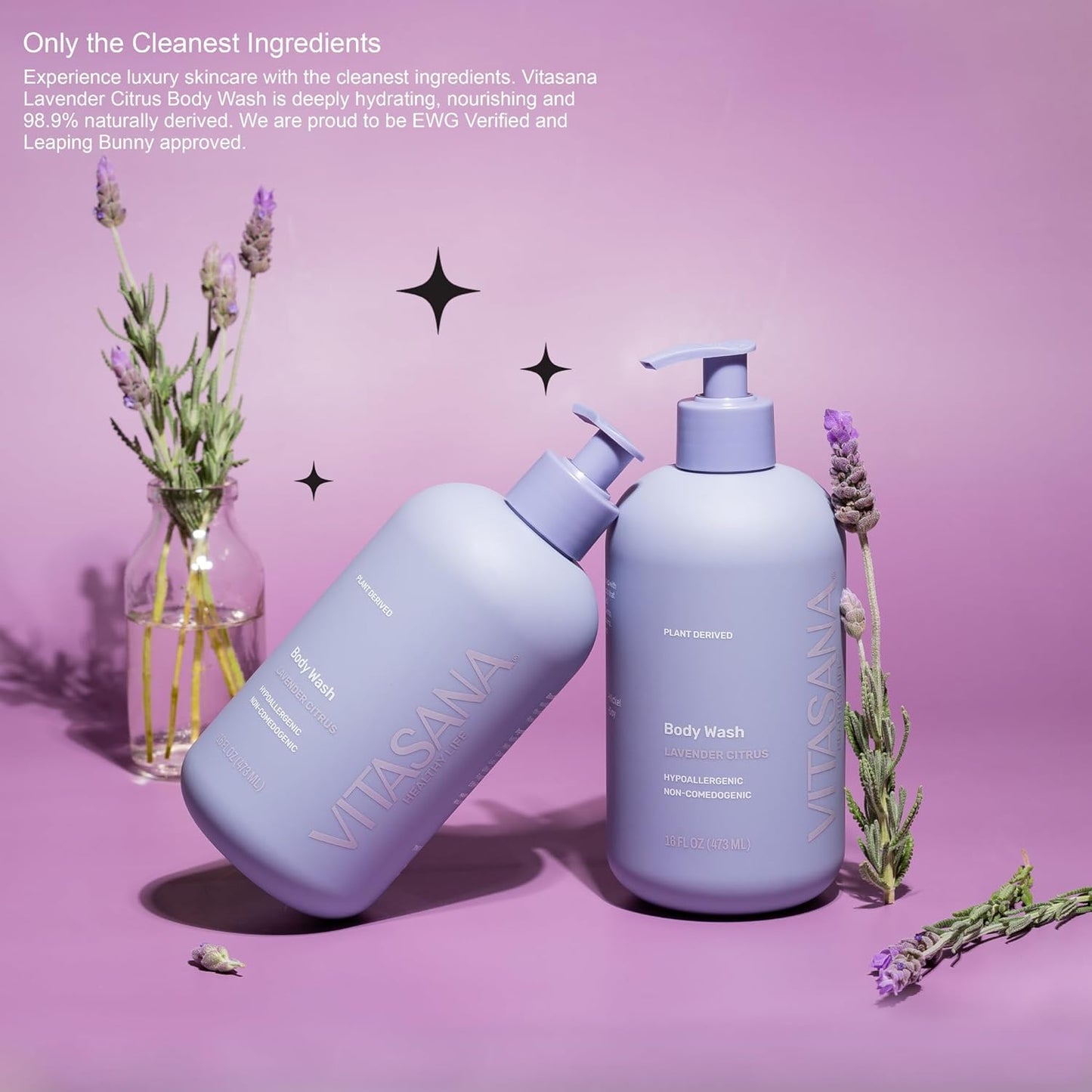 Natural Body Wash for Sensitive Skin, 16oz – Lavender Citrus Scent, Plant-Based, EWG Verified, Hypoallergenic, Paraben-Free, Sulfate-Free, Cruelty-Free