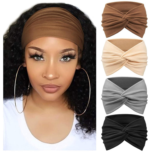 Extra Wide Headbands for Women Large Turban Headband Non Slip Boho Elastic Hairband Hair Twisted Knot Head Bands Accessories