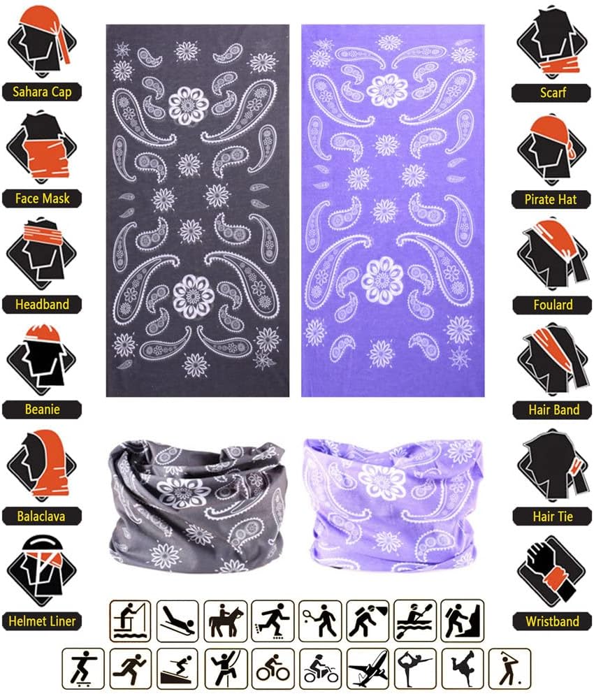 Headband Neck Gaiter Head Wrap Headwear Face Mask Magic Scarf Bandana for Men and Women