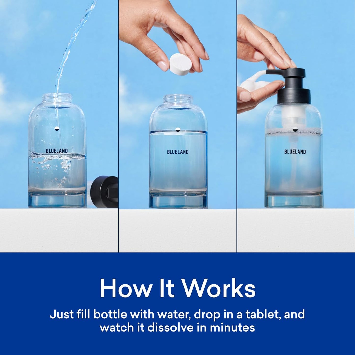 BLUELAND Foaming Hand Soap Refill Tablets, 10-Pack, Garden Blooms Variety Scents, Eco Friendly Cleaning Products, 10 x 9 Fl oz