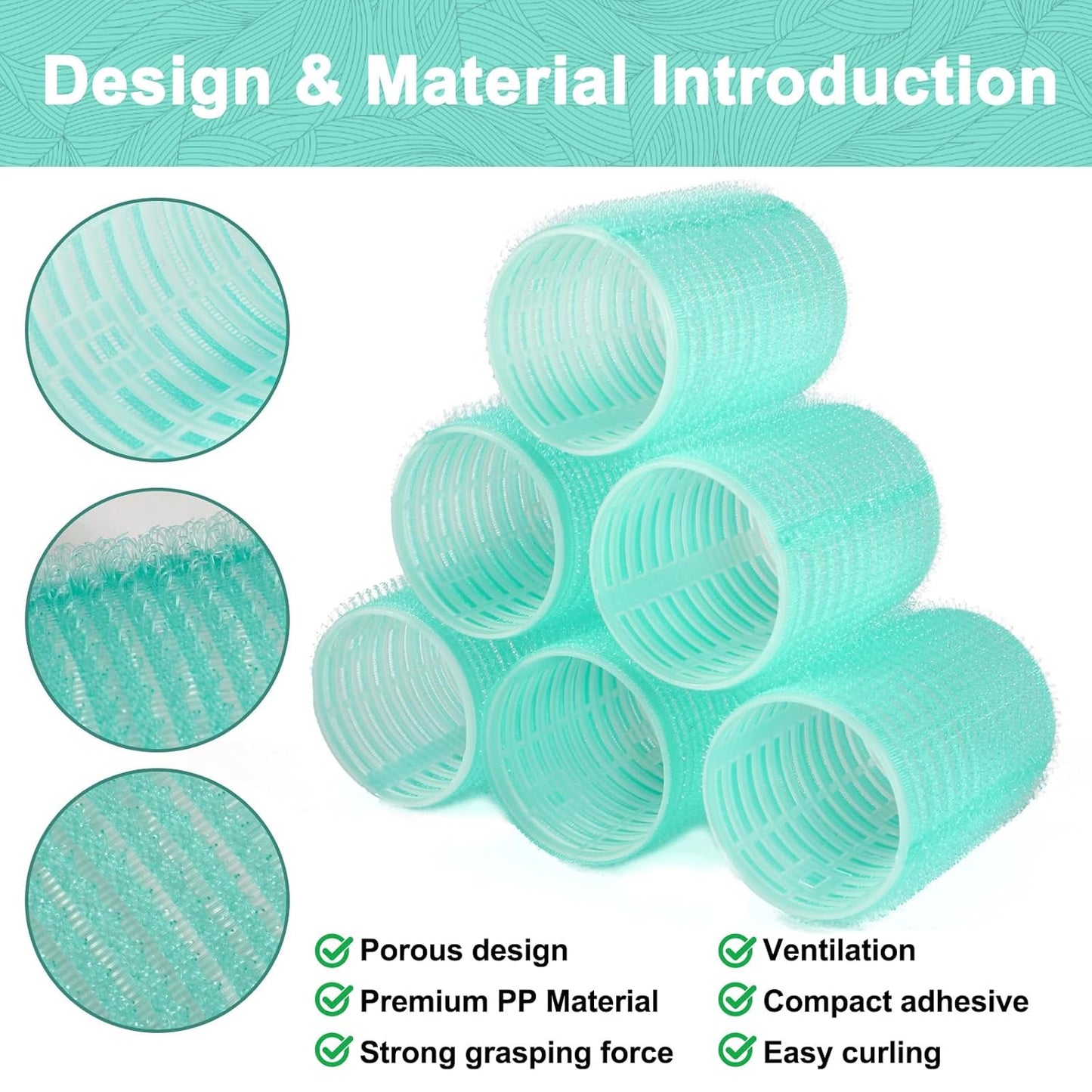 12 Piece Hair Roller Set with Clips, Self Grip Hair Rollers Hair Curler for Long Medium Short Hair, Random Color (3.6cm)