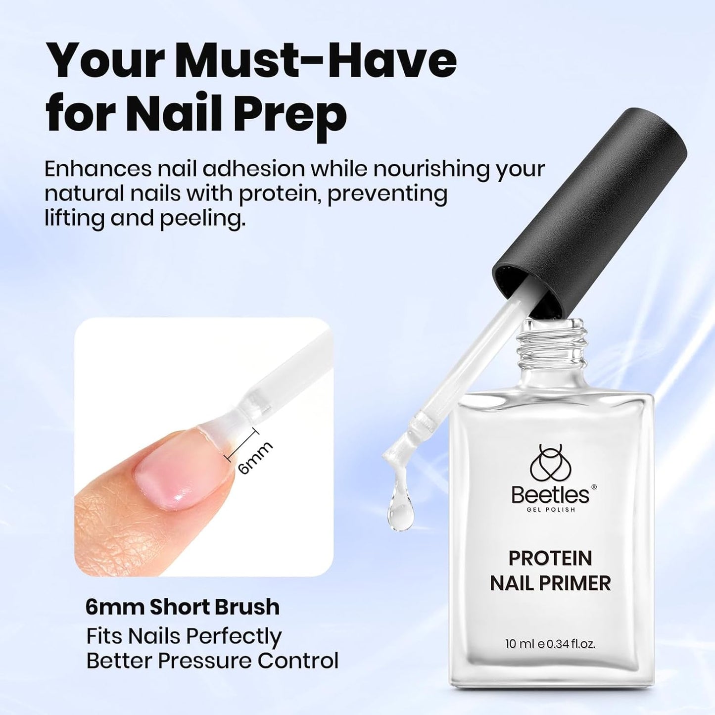 Beetles HEMA-Free Nail Glue & Primer Set, 2Pcs 10ml Super Strong 9 in 1 Nail Glue Gel and Bond Primer for Acrylic Fast Dry Supplies, Long-Lasting Professional Kit, U V Light Required