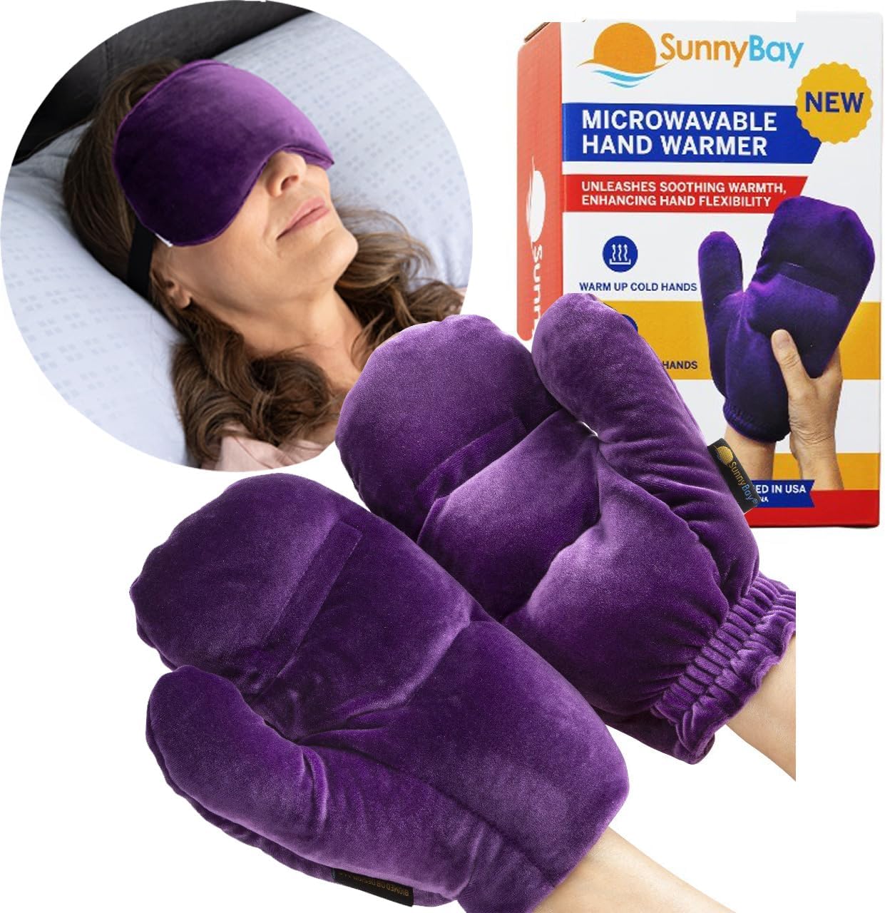 SunnyBay Microwavable Heated Pair of Gloves for Women and Men with Eye Mask (Bundle)