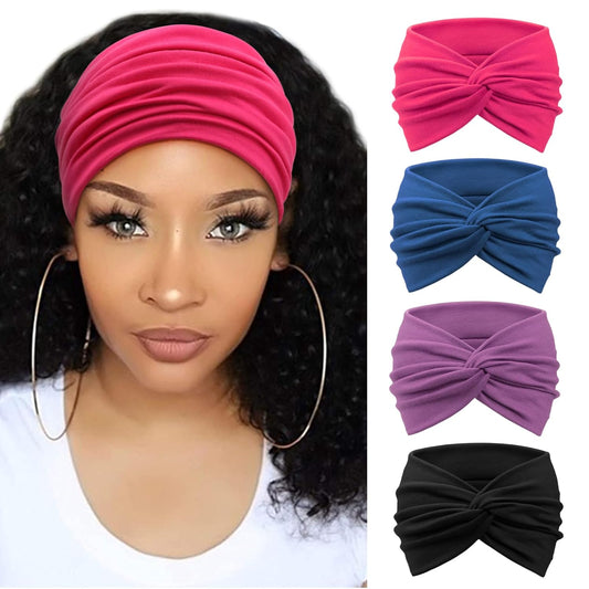 Extra Wide Headbands for Women Large Turban Headband Non Slip Boho Elastic Hairband Hair Twisted Knot Head Bands Accessories