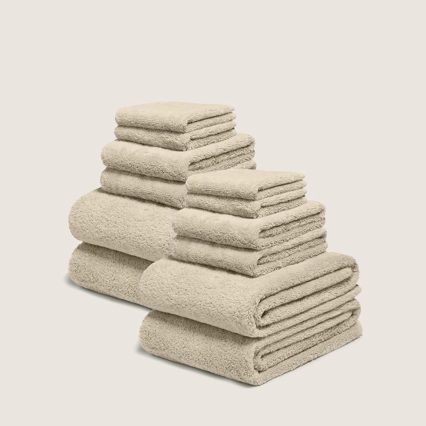 Italic Ultraplush 12-Piece Family Towel Set – Luxury Bath Towels, Hand Towels & Washcloths – 800GSM Quick Dry & Highly Absorbent 100% Australian Cotton for Bathroom & Spa (Sand)