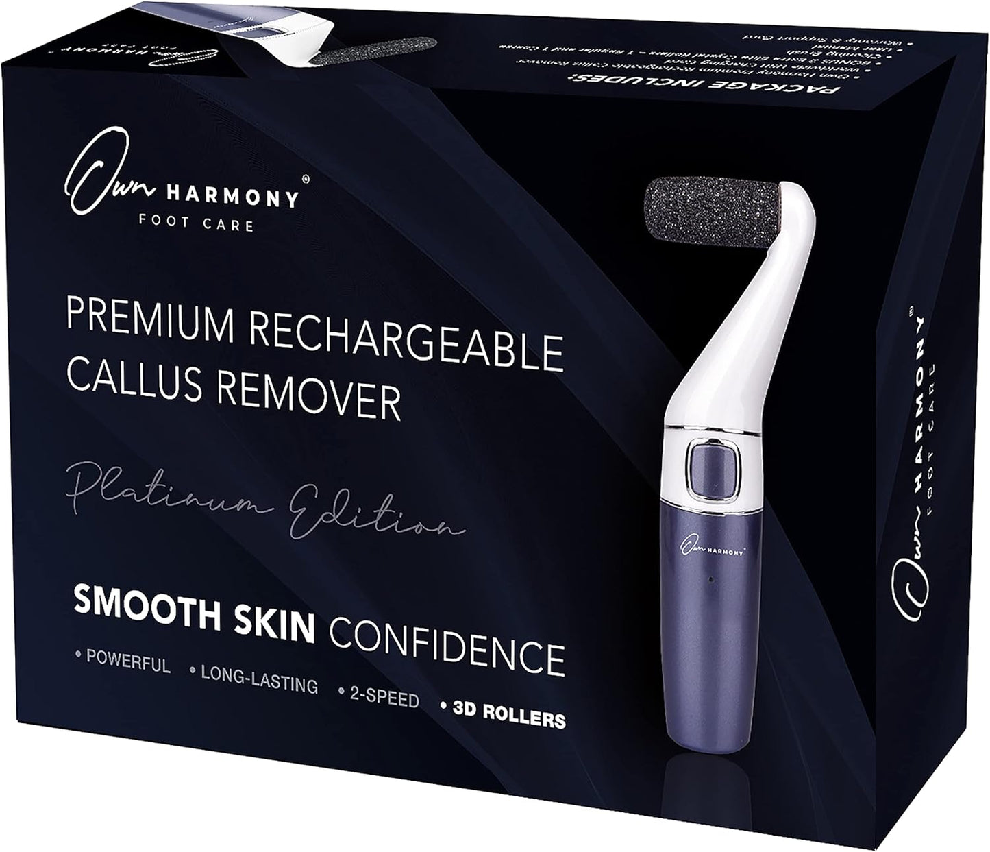 Electric Foot Callus Remover: Own Harmony Professional Feet Care Pedicure Tools, Rechargeable Feet Scrubber Dead Skin, Electronic Foot File Pedi Grinder, Best for Hard, Dry, Cracked Heels (3 Rollers)