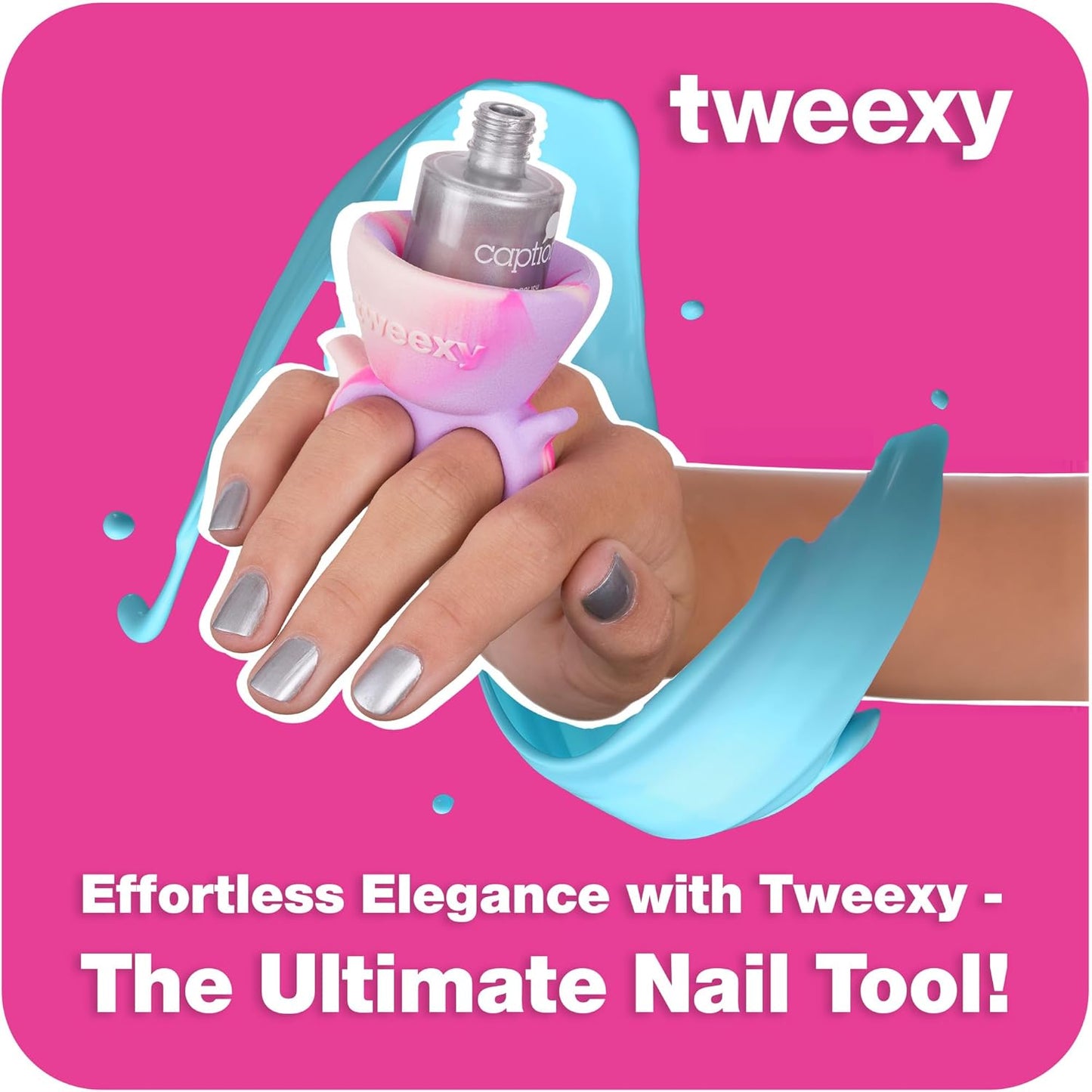 tweexy Wearable Nail Polish Holder Ring - Ideal Gift for Teenage Girls - Nail Polish Holder Stand for Manicure & Pedicure, Fingernail Painting - Nail Polish Accessories (Pastel Taffy)