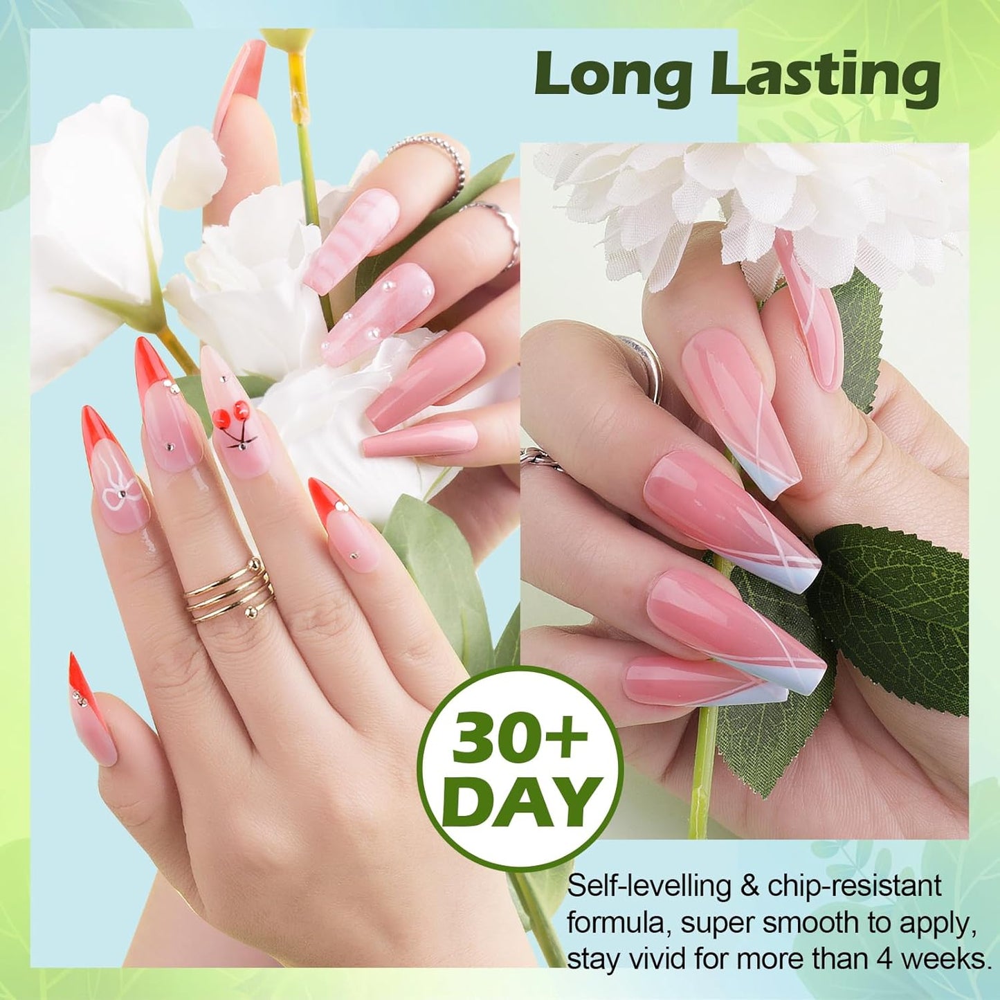 Clara Colors 64 Pcs Gel Nail Polish Kit with UV Light - 60 Colors All Seasons Soak Off Gel Polish Nail Set with Matte/Glossy Base Top Coat Manicure Tools All-In-One Gel Starter Kit Nails Art DIY