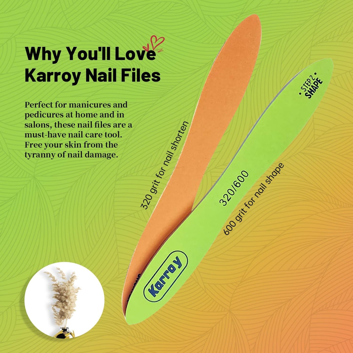 Nail Files and Buffers for Natural Nails Smooth and Polish Gel Surface 400/600/4000 Grit (20pcs Files 320/600)