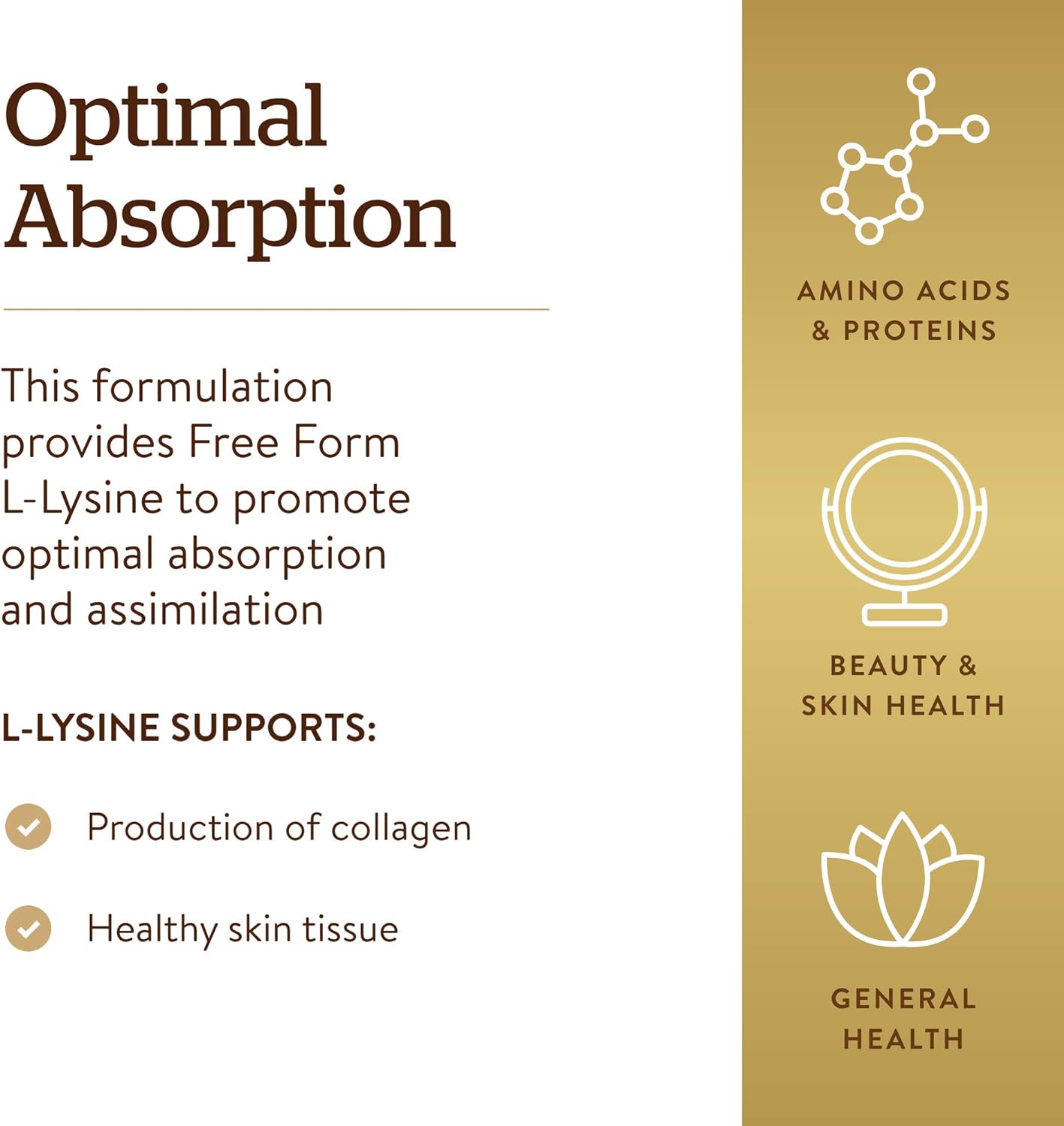 Solgar L-Lysine 1000 mg, 100 Tablets - Enhanced Absorption and Assimilation - Promotes Integrity of Skin and Lips - Collagen Support - Amino Acids - Non GMO, Vegan, Gluten Free - 100 Servings