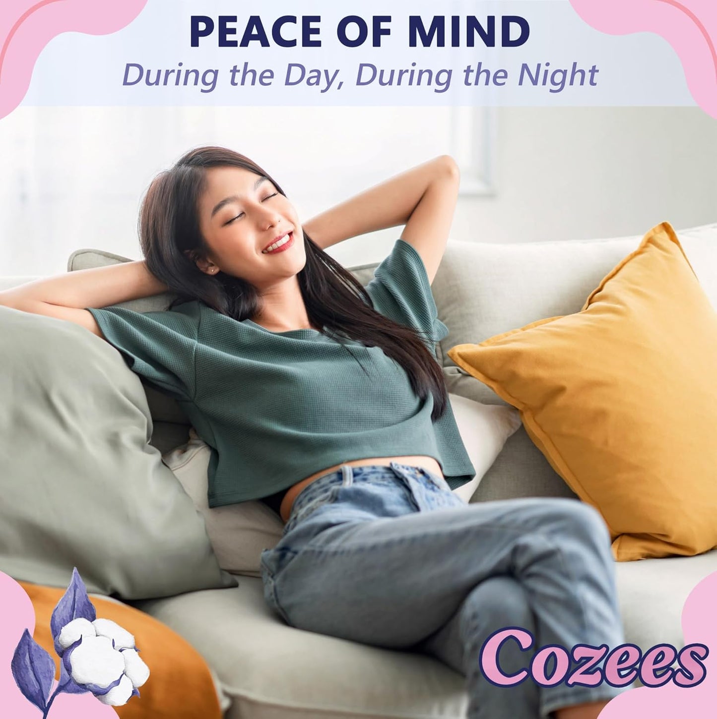 Cozees Disposable Period Underwear for Women, Menstrual and Postpartum High Absorbency, Cotton Covered Comfort, Made in USA (9 Count, Small/Medium)