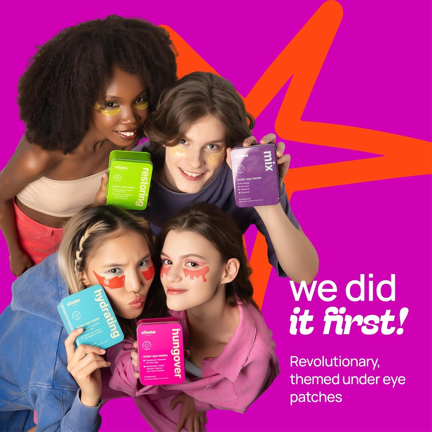 Under Eye Patches 12 Pairs of Themed Hydrogel Eye Gel Pads - For Puffy Eyes and Dark Circles, Under Eye Bags, Wrinkles - Mix Set | Energizing, Hydrating, Restoring, Hungover