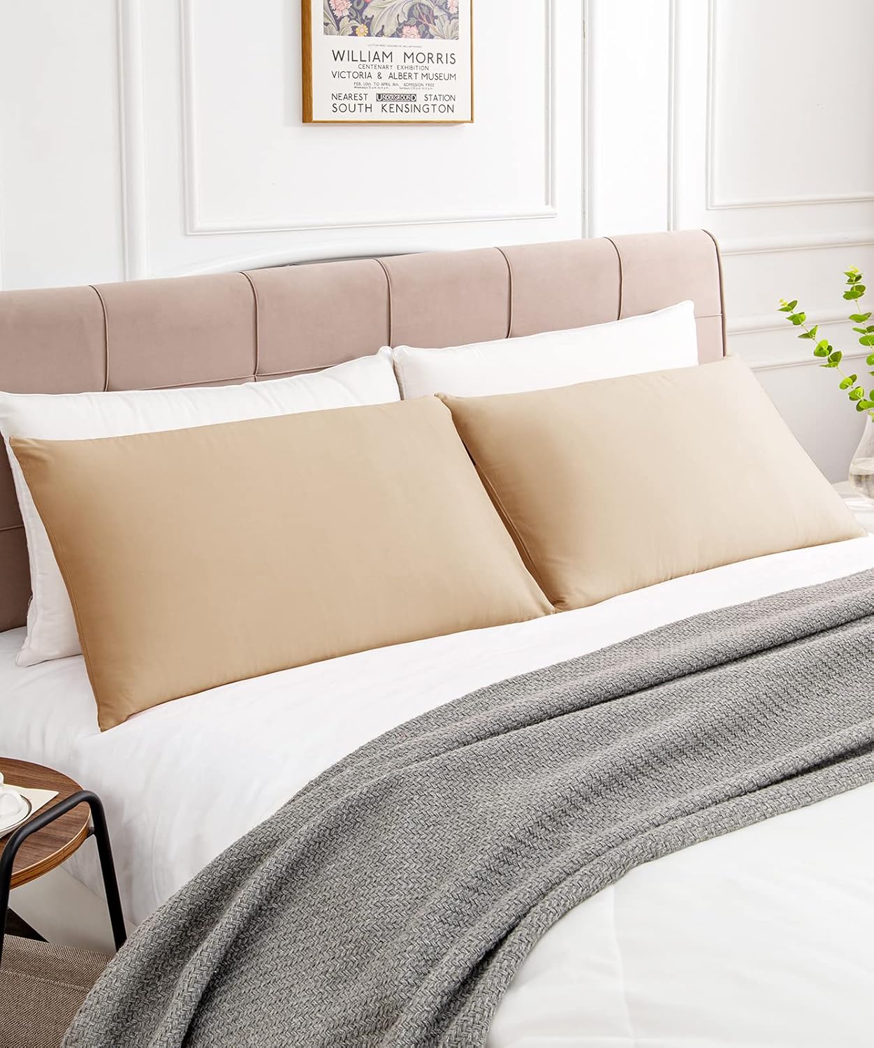 Warmstar Cotton Pillow Cases Queen Size Set of 2, 600 Thread Count Pillowcases 20x30 Inches, Soft Long Staple Cotton Pillowcases Breathable with Envelope Closure,Khaki