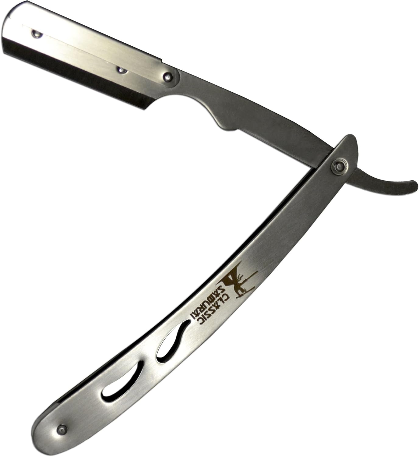 CS-102 Stainless Steel Professional Barber Straight Edge Razor with 100 Lord Single Edge Razor Blades (Silver Metal)