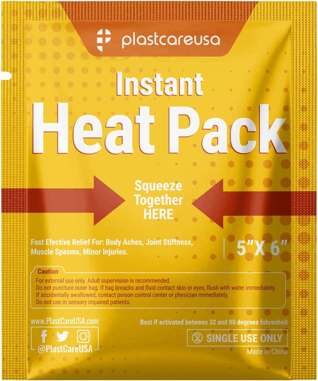 Instant Heat Packs - Disposable Hot Packs for Pain Relief, 5 in x 6 in, 25 Packs - Hot Pack for First Aid and Muscle Pain