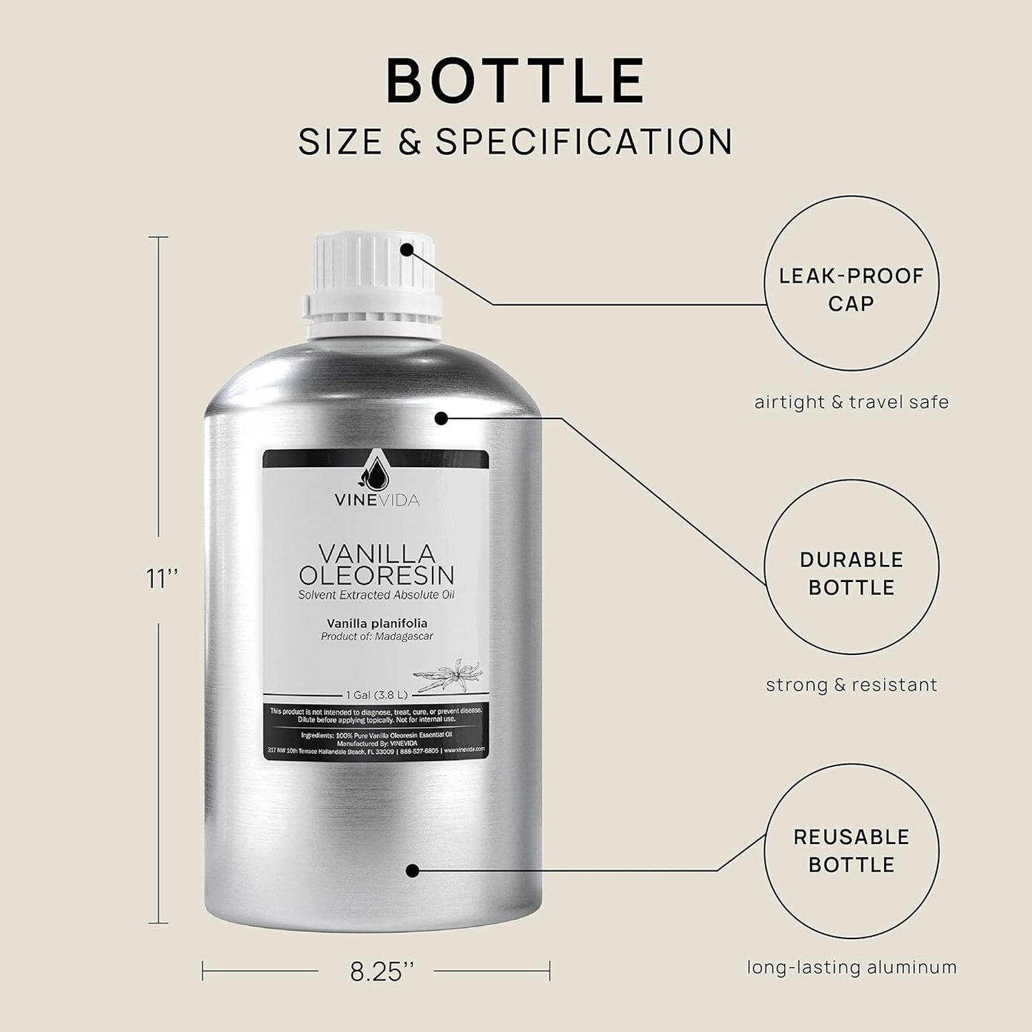 VINEVIDA Vanilla Oleoresin Essential Oil - Gallon Undiluted Vanilla Oil Bulk for Soap Making, Candle Scents, DIY Projects - 8 lbs