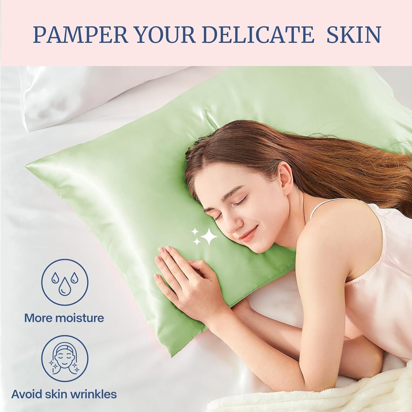 BEDELITE Satin Pillowcase for Hair and Skin, Super Soft Similar to Silk Pillow Cases 4 Pack with Envelope Closure, Cooling Pillowcases for Women Men (20"x36" King Size, Gleam)