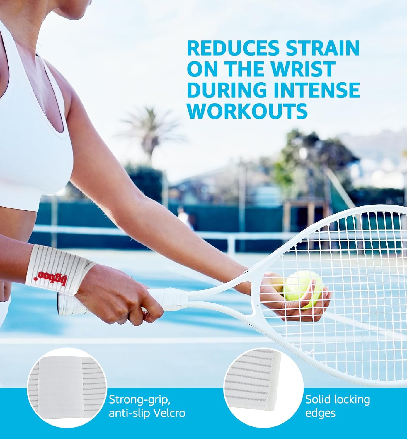 Compression Wrist Bands (2 PCS), High-Elastic Straps Wrist Wraps Wrist Brace for Sports Weightlifting Tennis Basketball Tendonitis Carpal Tunnel Arthritis - Breathable Fabric (White)