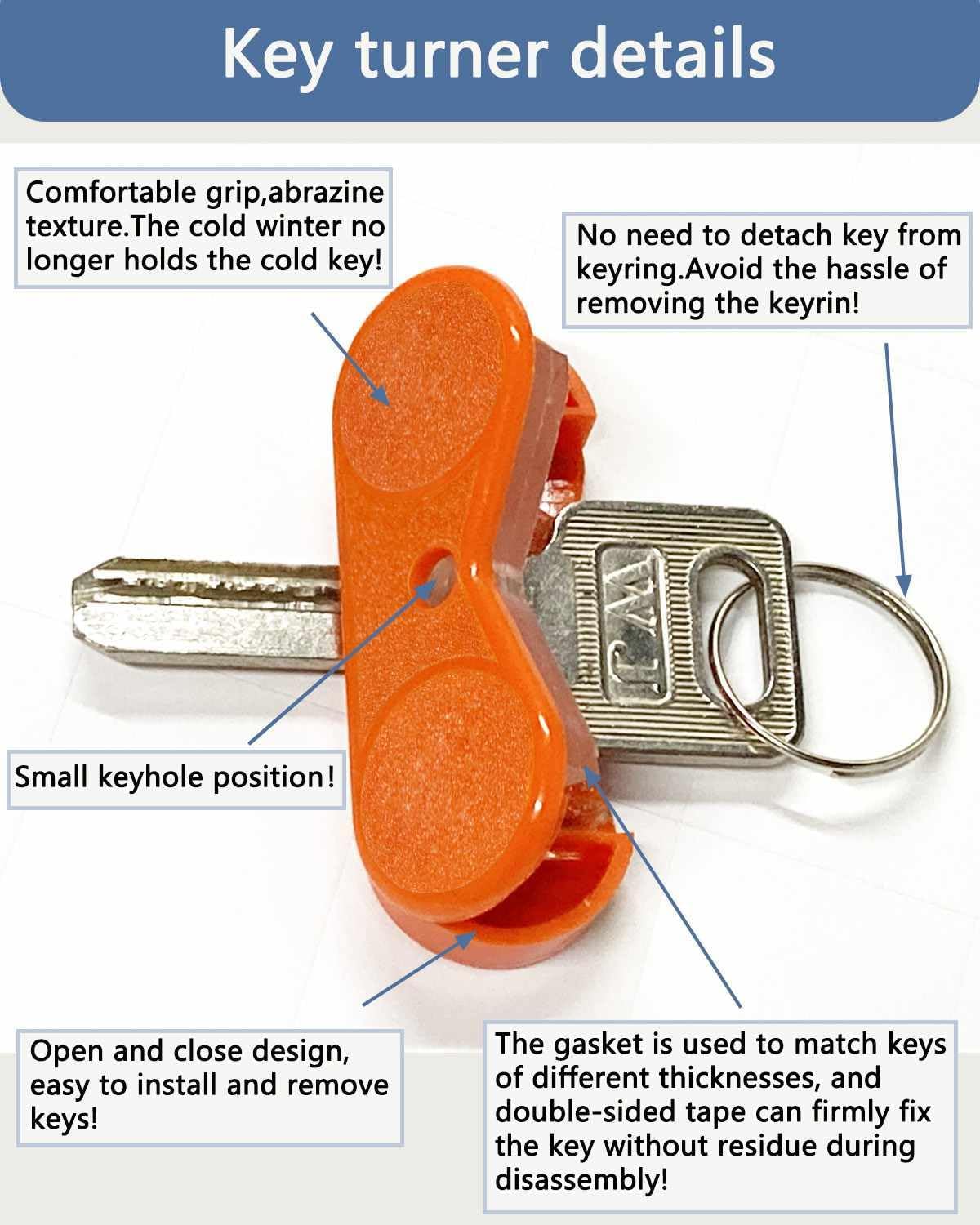 Key Turner Aid, BUMOVE Easier to Grip and Turn Keys Aid for People with Arthritis or a Weakened Grip and Colors are Easy to Distinguish (3 Pack)