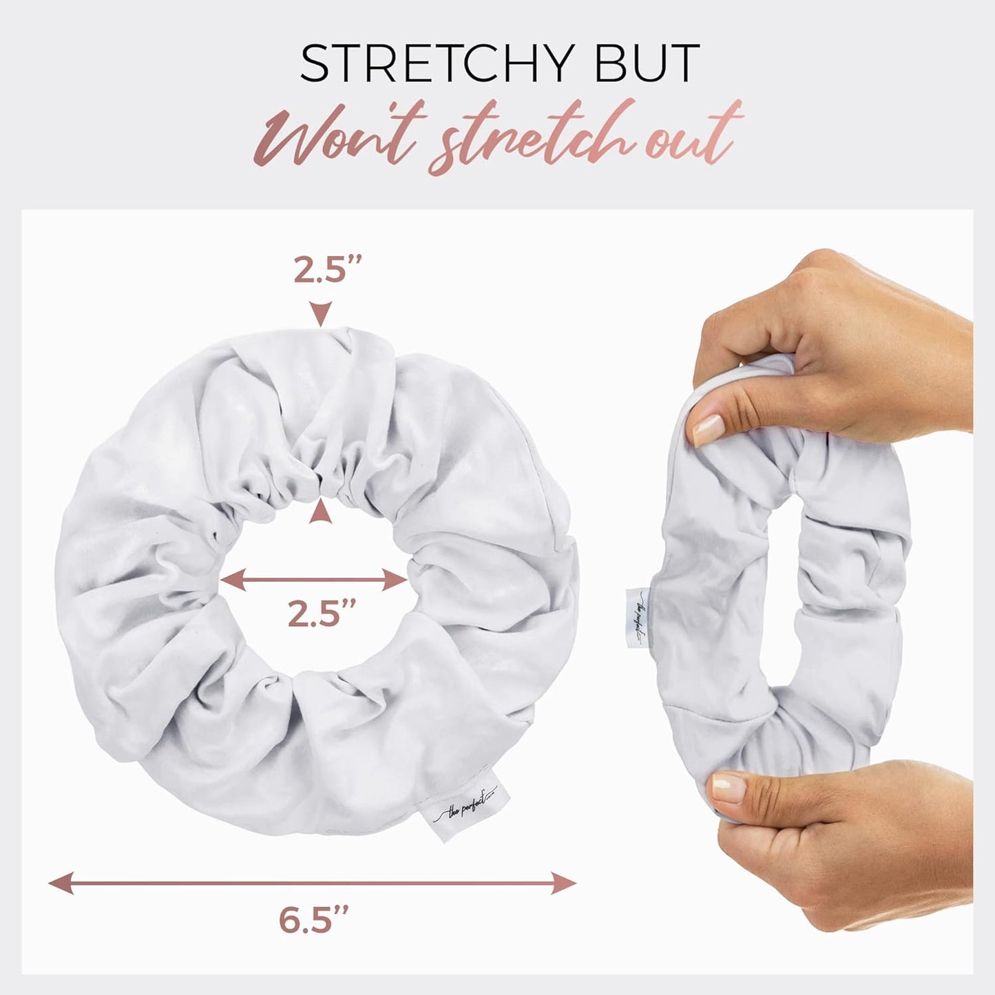 Microfiber Hair Drying Towel Scrunchies by The Perfect Haircare - Anti-Frizz & Silky Smooth - Ponytail/Bun Holder - Quick Drying & Absorbent - for Curly, Wavy, Long & Short Hair (2 Pack) (White)