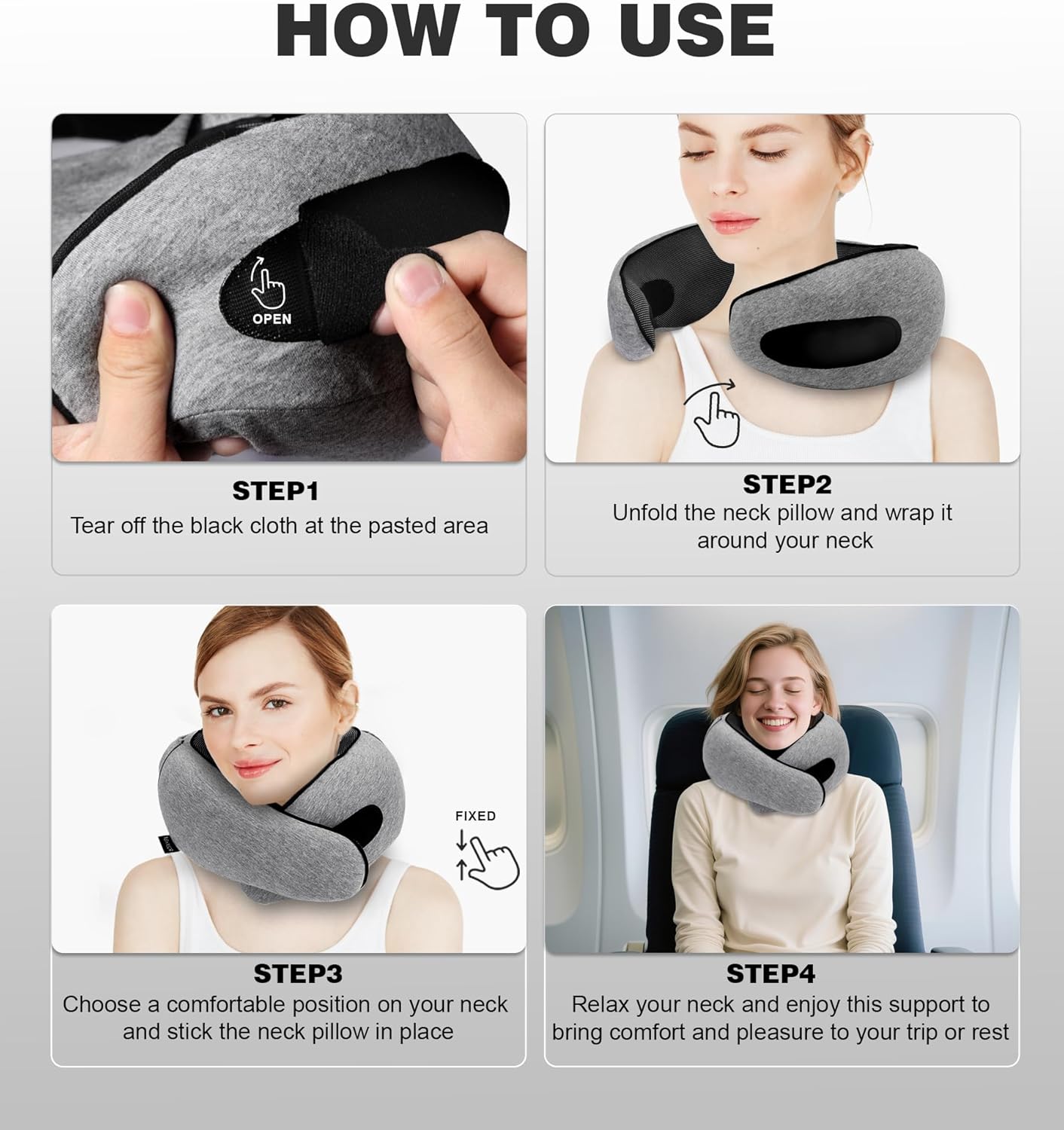 Hidden hat Airplane Travel Neck Pillow, Memory Foam Long-Distance Travel Neck Pillow, Suitable for use on Planes, in Cars and When Sleeping in The Office, Protecting Your Neck.