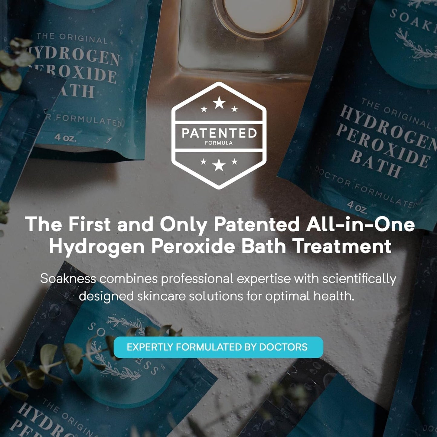 Hydrogen Peroxide Epsom Salt Bath Soak - USA-Made – Patented Bath Salts, Muscle Recovery, & Skin Detoxification – Magnesium Salts for Bathing - Doctor Formulated Pure Epsom Salt (6-Pack)