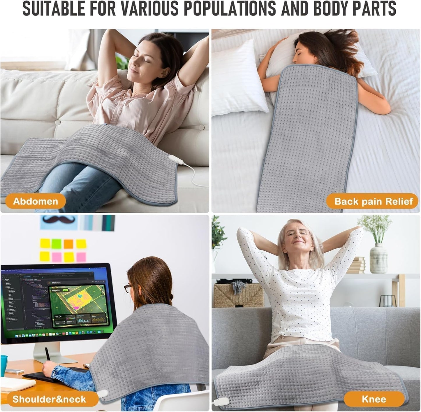 Heating Pads Large 17x33 Electric Heating Pad for Period Cramps Neck and Shoulders and Back Moist Dry Heat Auto Shut Off XL Heat Pad Birthday Gifts for Women Men Dad Mom - Portable Full Body Hot Pads