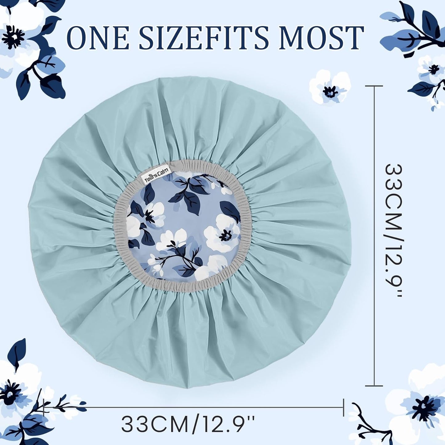 Years calm Shower Caps for Women Reusable Waterproof – Double Layer Elastic Cap with Tropical Botanical Print Shower Cap for Shower, Spa, Travel, Bath & Daily Hair Protection