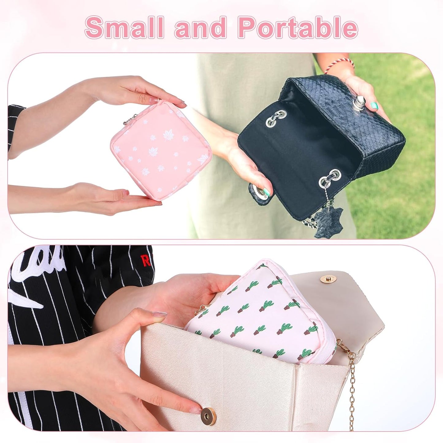 3PCS Pad Pouch for Women Period Bag Zippered Sanitary Storage Bag for Tampons, Pads, Menstrual Cup & Disc, Portable Feminine Hygiene Organizer, Tampon Holder 5.12 x 5.12 Inch Travel Pouch