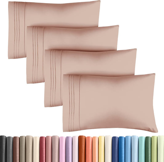 CGK Unlimited King Size Microfiber Pillowcase Set, 4 Pieces, Mauve