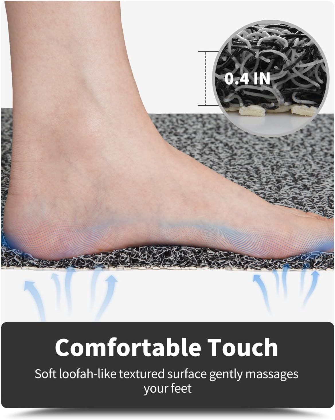 Non-Slip Bathtub Mat, 17x 30 Inch, Shower Mats for Bath Tub, PVC Loofah Bathroom Mats for Wet Areas, Quick Drying