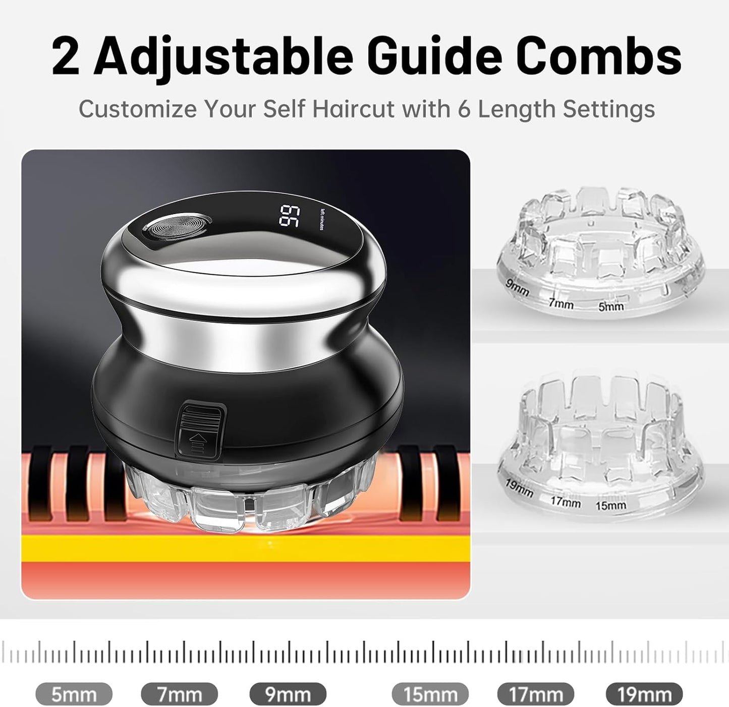 Self Haircut Kit for Men – DIY Hair Cutting Tool with Self Cut System and Adjustable Guide Combs, Easy to Cut Your Own Hair at Home (Black)