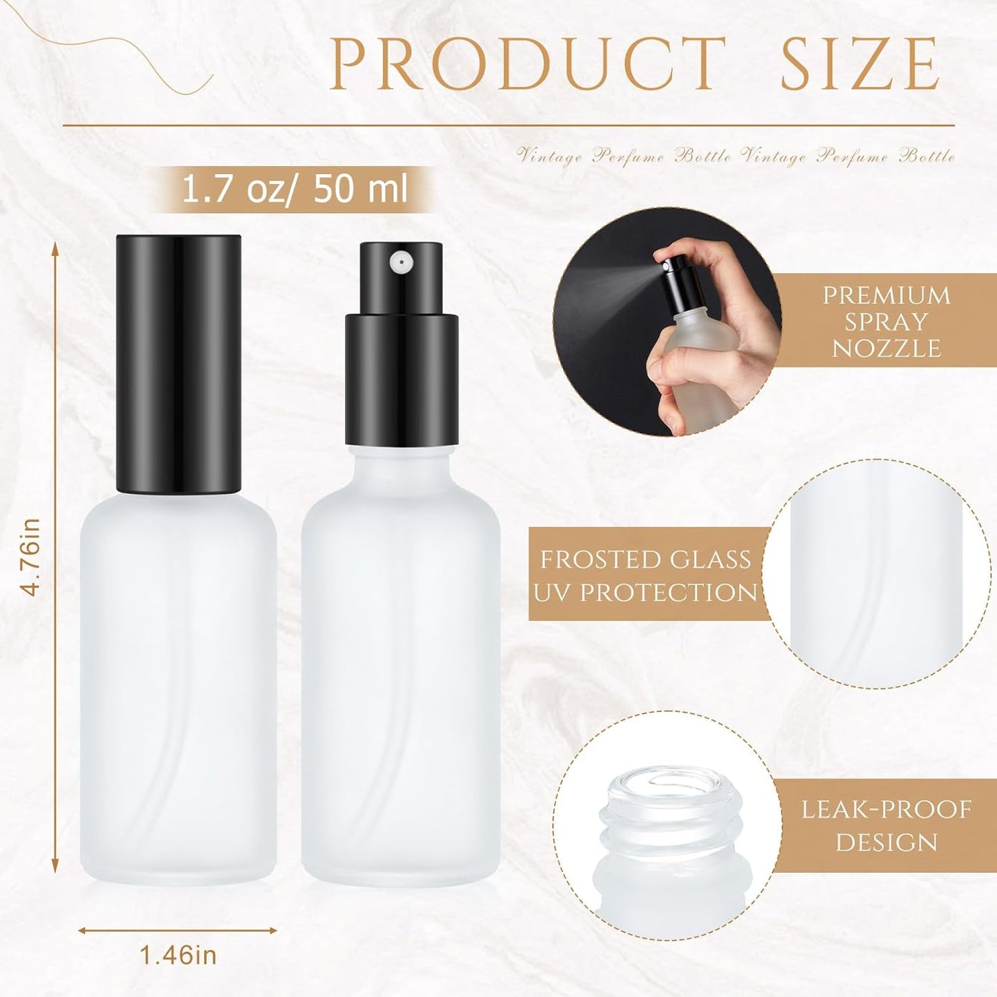 Roshtia 30 Pcs 1.69 Oz/ 50 ml Black Glass Spray Bottle Refillable Perfume Atomizer Clear Decorative Empty Bottles with Fine Mist Sprayer Pump for Face Body Travel