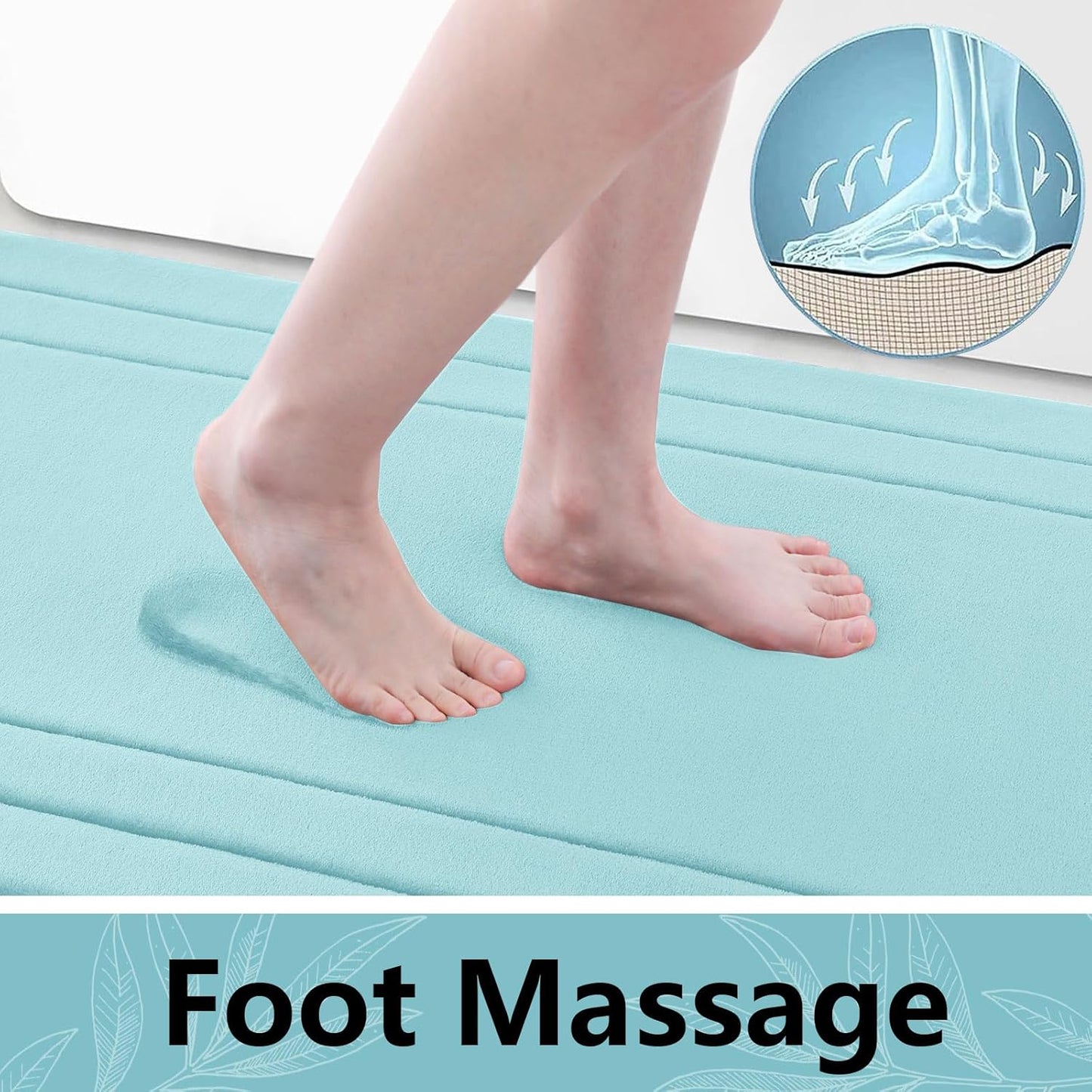 Arotive Memory Foam Bathroom Rug Mat 70x24, Ultra Soft and Absorbent Bath Mat, Machine Wash Dry, Comfortable Bath Rug Carpet for Bathroom Floor, Tub and Shower, Sky Blue