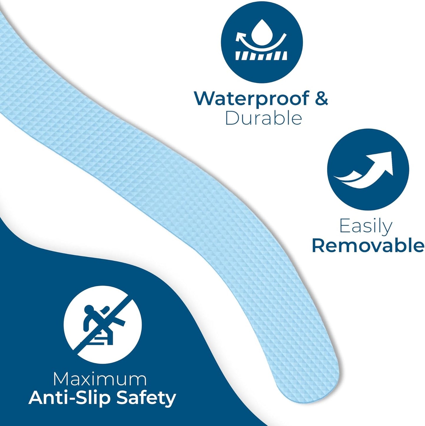 Homergy Anti Slip Shower Stickers 24 PCS, Blue Non-Slip Shower Strips for Adults, Premium Adhesive Bath Tub Stickers