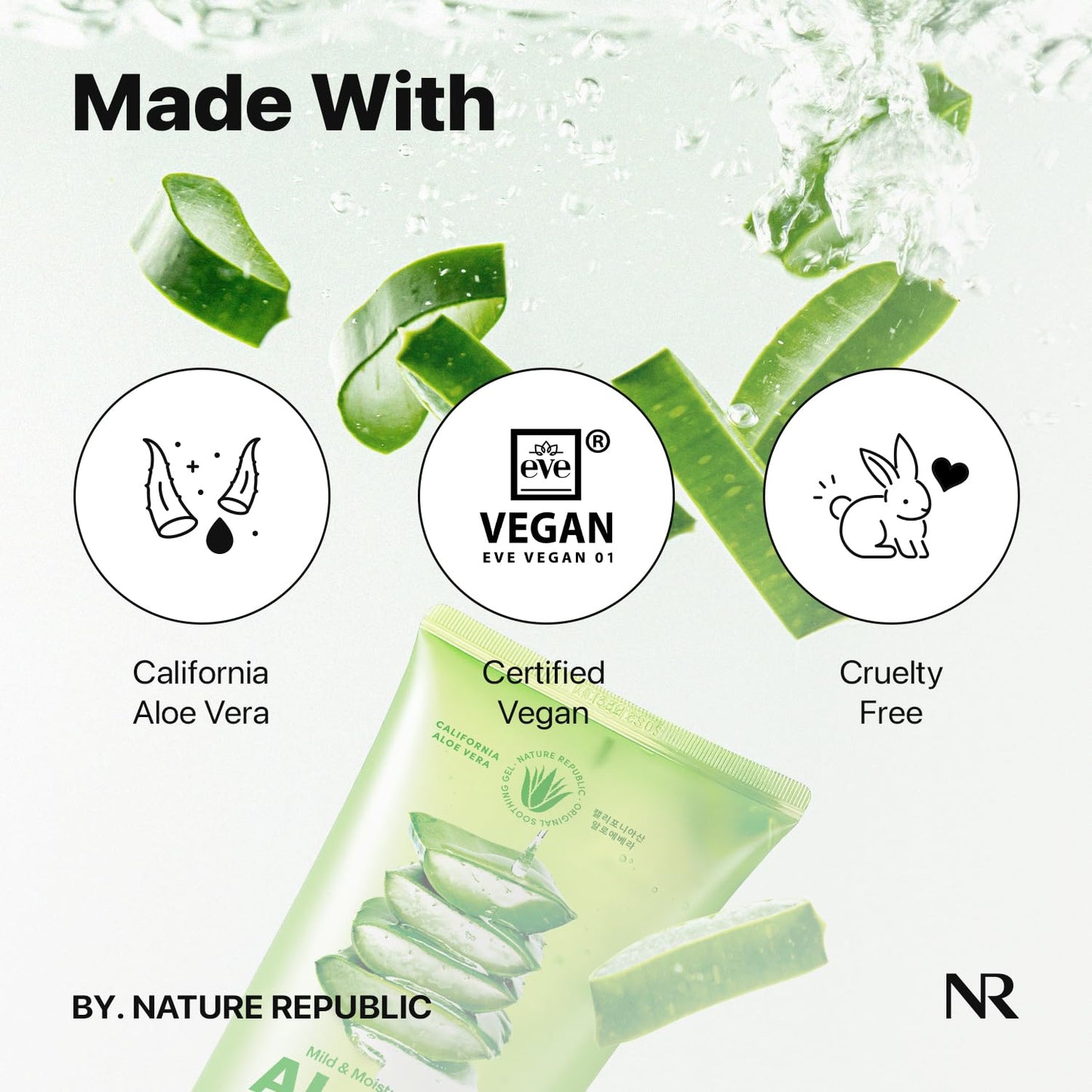 Nature Republic MILD & MOISTURE ALOE VERA WATERY GEL (TUBE) Quick Hydration & fast absorbing non-sticky texture, aftersun cooling pack, Moisturizing Face Skin & Hair,korean skin care All Skin Types