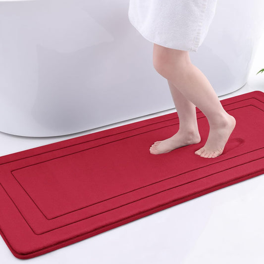 Arotive Memory Foam Bathroom Rug Mat 59x24, Ultra Soft and Absorbent Bath Mat, Machine Wash Dry, Comfortable Bath Rug Carpet for Bathroom Floor, Tub and Shower, Red