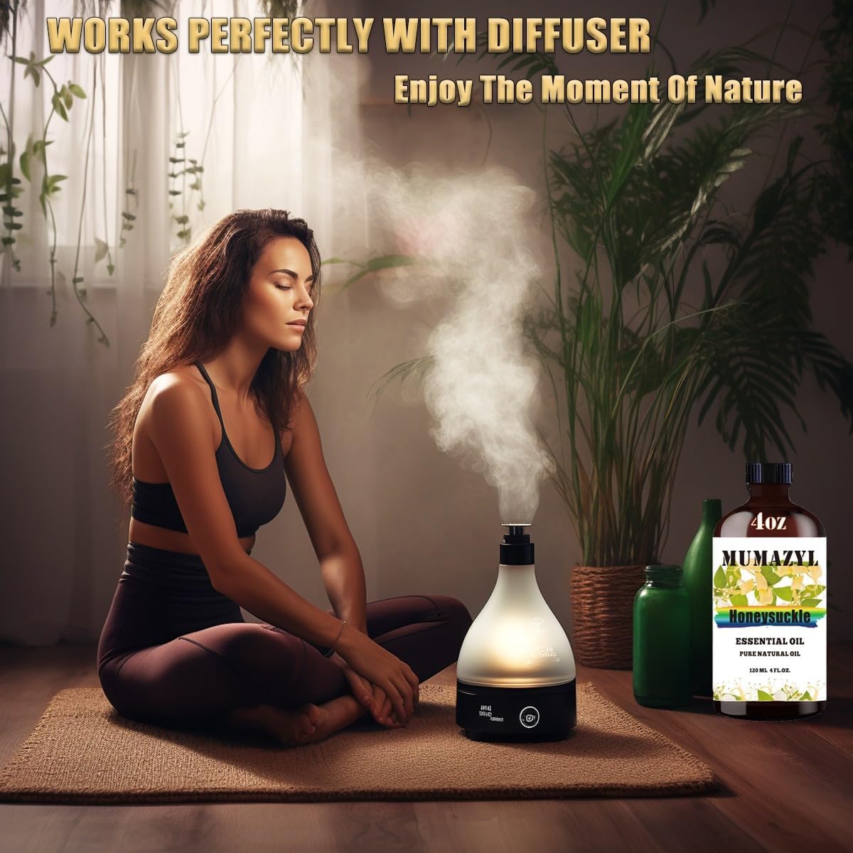 Honeysuckle Essential Oil, Honeysuckle Oil 4 Fl Oz 120ML for Diffuser Humidifier Yoga Cleaning DIY Candle Soap Making Essential Oils