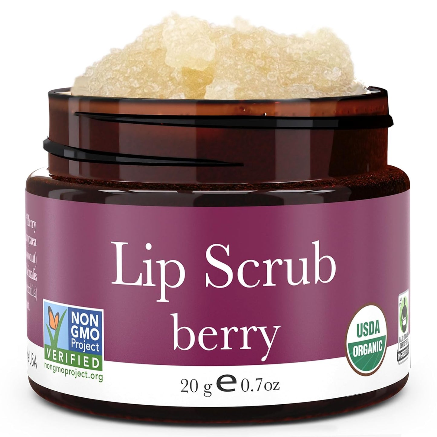 USDA Organic Lip Scrub Berry - USA Made with Natural Ingredients, Moisturizing Scrub Exfoliator for Dry Lips, Lip Sugar Scrubber Exfoliator for Smooth Lips, Small Beauty Gifts