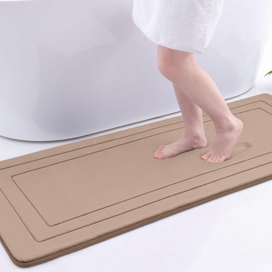 Arotive Memory Foam Bathroom Rug Mat 59x24, Ultra Soft and Absorbent Bath Mat, Machine Wash Dry, Comfortable Bath Rug Carpet for Bathroom Floor, Tub and Shower, Camel